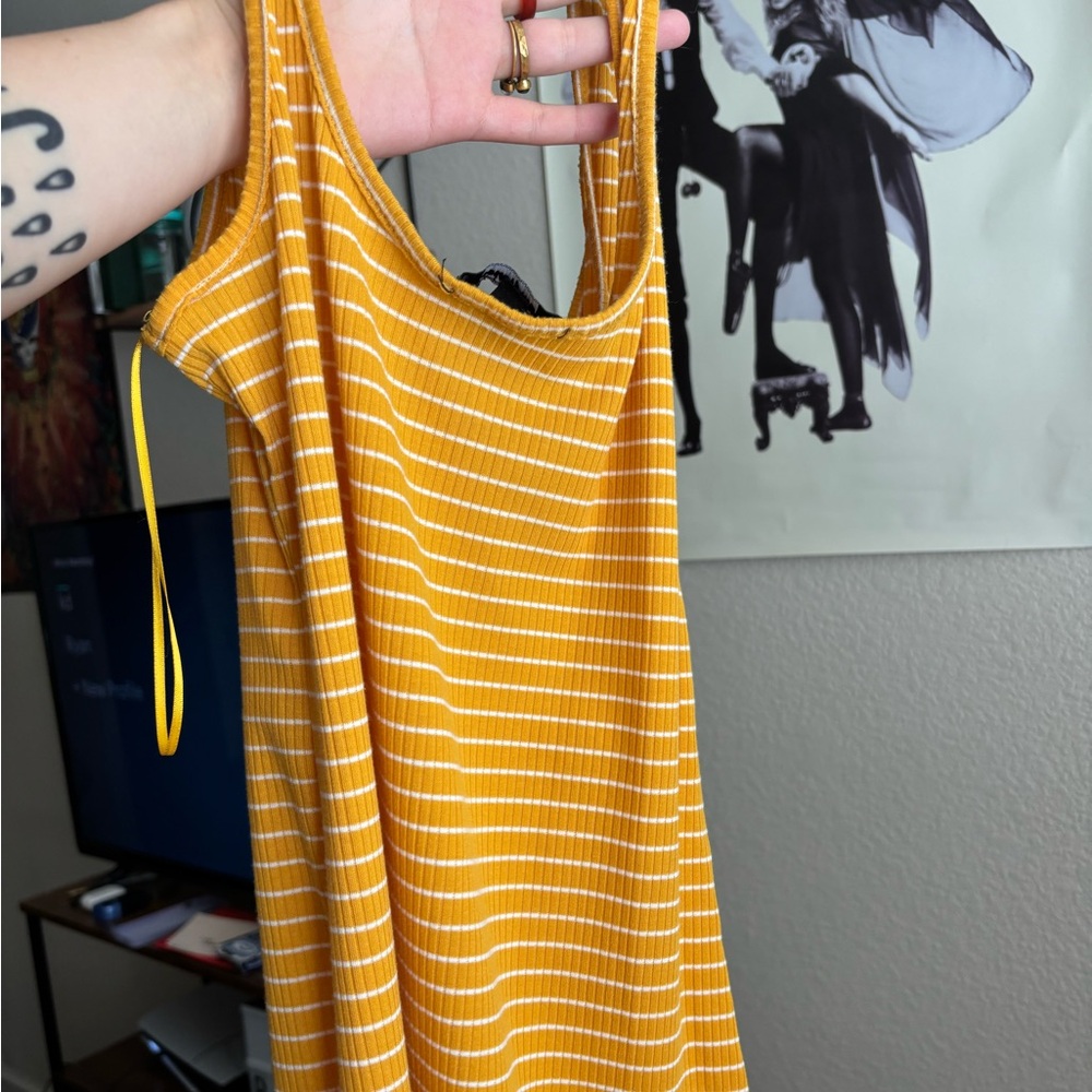 Yellow and White Striped bodycon tank dress